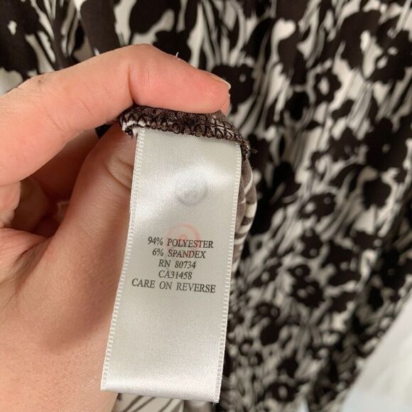 BCBGMaxazria Mini Dress Women's Medium Brown Floral Square Neck Short Sleeve - Picture 7 of 10